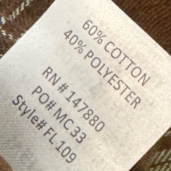 WEIV -Green and Brown button up flannel top - Picture 6 of 6